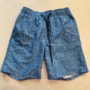 Men’s Calvin Klein blue tile swim trunks 7.5” inseam mesh liner Size S, pocket